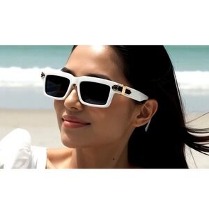 Women Men Sunglasses Fashion Retro Luxury Style Outdoor White Frame Square Gafas